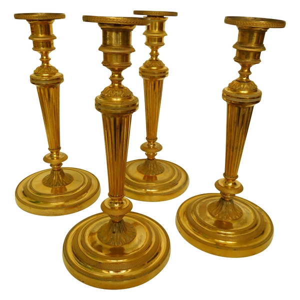 Rare set of 4 Louis XVI ormolu candlesticks - France, 18th century - Fontainebleau castle