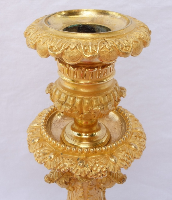Tall Empire ormolu candlestick / desk lamp, early 19th century