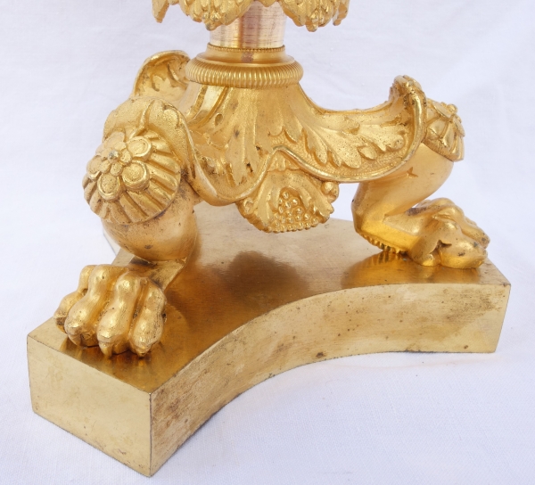 Tall Empire ormolu candlestick / desk lamp, early 19th century