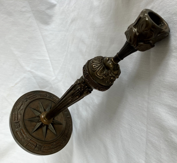 Empire style patinated bronze candlestick after Claude Galle - 19th century