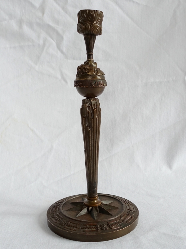 Empire style patinated bronze candlestick after Claude Galle - 19th century