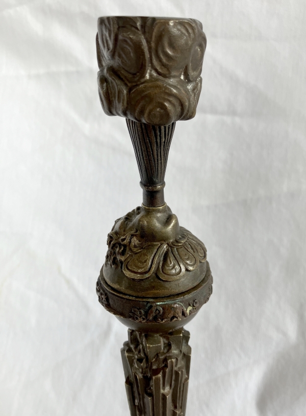Empire style patinated bronze candlestick after Claude Galle - 19th century