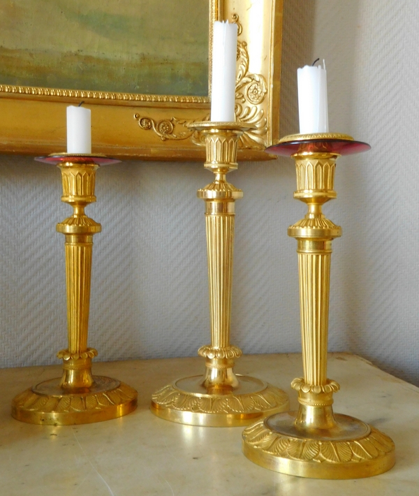 Gerard Jean Galle : Empire gilt bronze candlestick - Chateau de Fontainebleau model