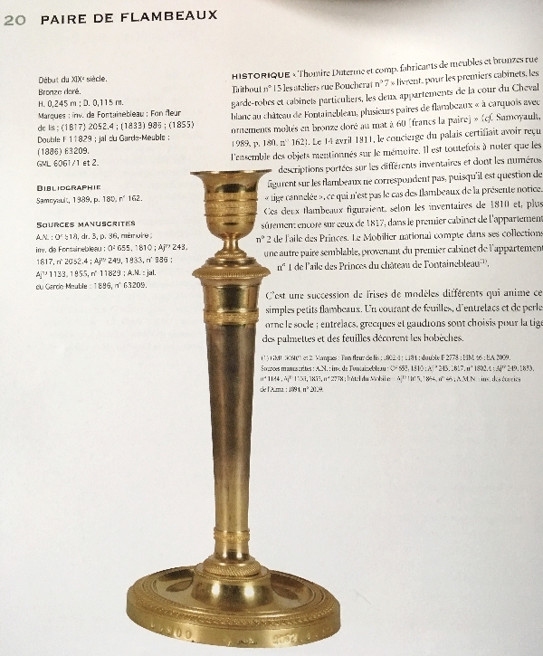 Thomire : Empire gilt bronze candlestick - Chateau de Fontainebleau model