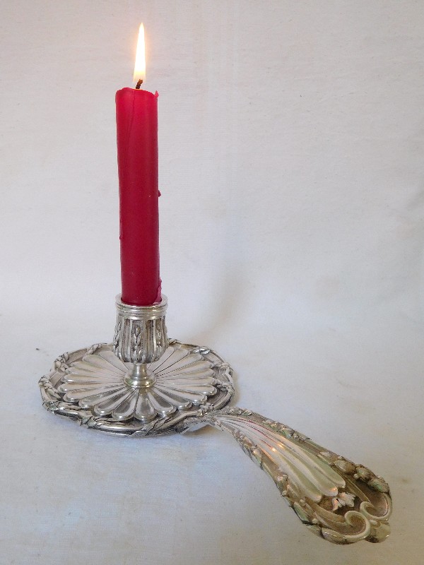 Sterling silver candlestick, Louis XVI style, silversmith Aucoc