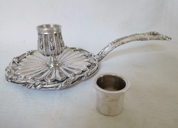 Sterling silver candlestick, Louis XVI style, silversmith Aucoc