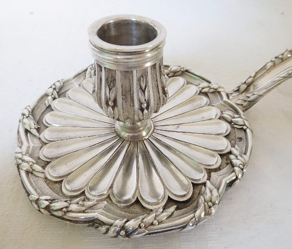 Sterling silver candlestick, Louis XVI style, silversmith Aucoc