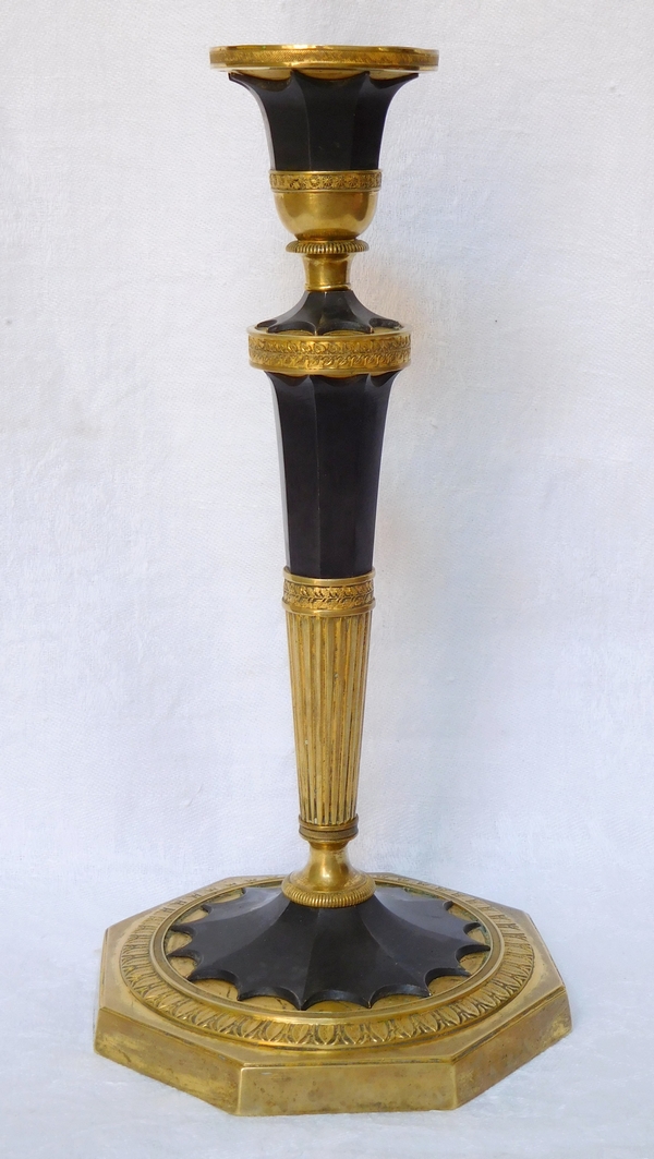 Ormolu and patinated bronze candlestick attributed to Ravrio, late 18th century