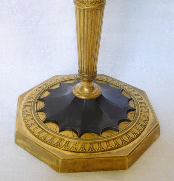 Antoine Ravrio : bougeoir flambeau bronze doré et patiné d'époque Directoire - lampe de bureau