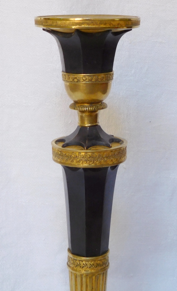 Ormolu and patinated bronze candlestick attributed to Ravrio, late 18th century