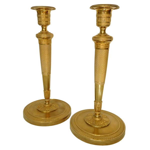 Pair of ormolu candlesticks, French Consulate / Empire circa 1805