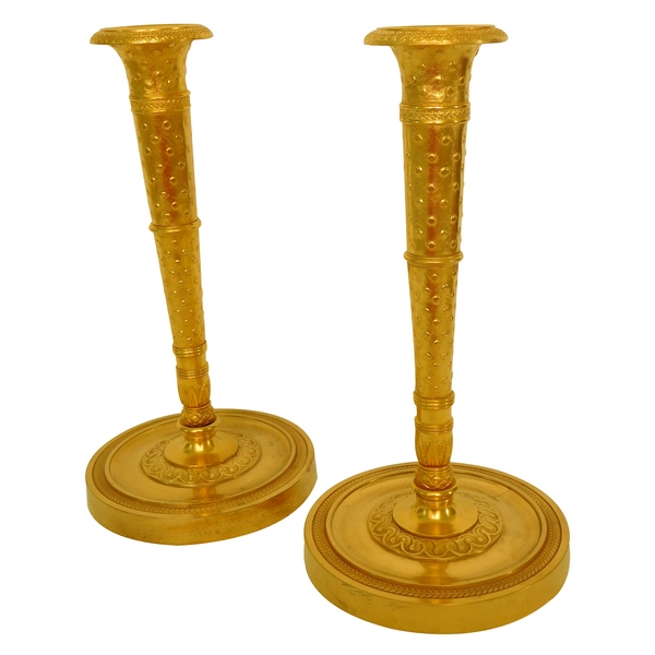 Pair of ormolu Empire candlesticks, early 19th century