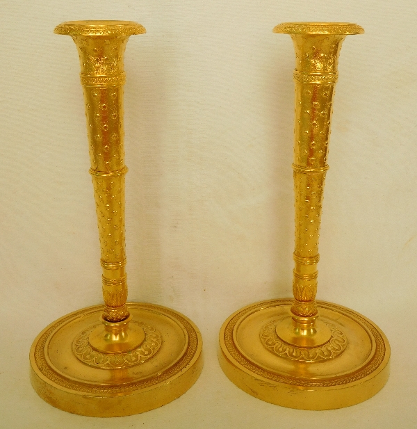 Pair of ormolu Empire candlesticks, early 19th century