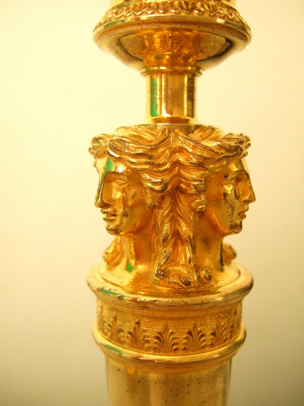 Pair of Empire / Consulate ormolu candlesticks