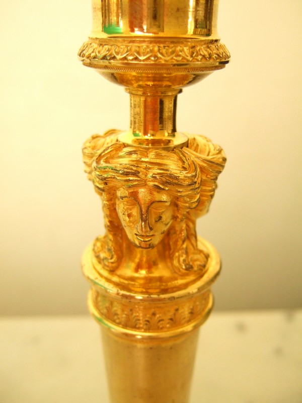 Pair of Empire / Consulate ormolu candlesticks