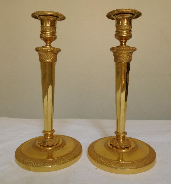 Pair of ormolu candlesticks, French Directoire / Consulate (late 18th century)