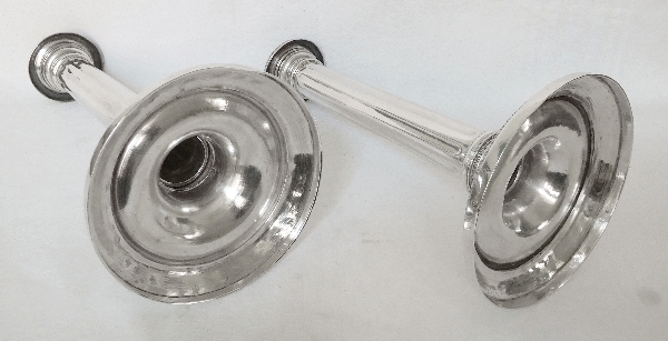 Pair of Empire sterling silver candlesticks, late 18th century / early 19th century