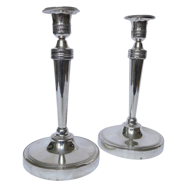 Pair of Empire sterling silver candlesticks, early 19th century circa 1810