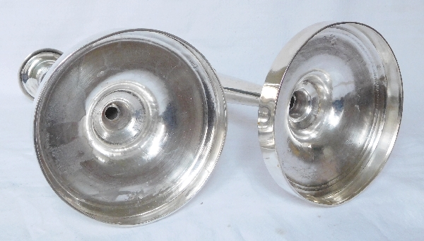 Pair of Empire sterling silver candlesticks, early 19th century circa 1810