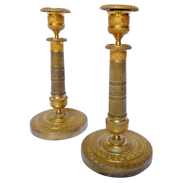 Pair of Empire ormolu candlesticks, early 19th century circa 1815