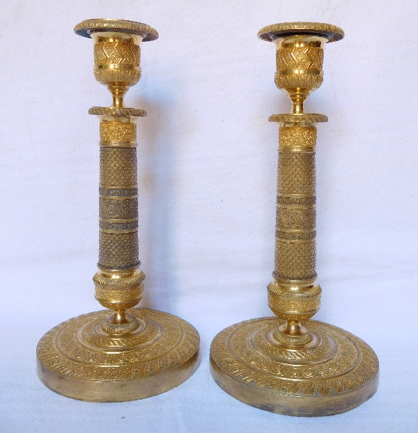 Pair of Empire ormolu candlesticks, early 19th century circa 1815