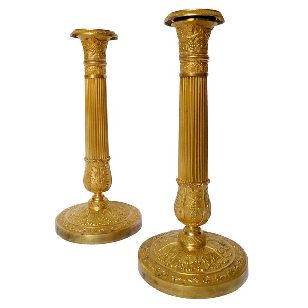 Pair of Empire ormolu candlesticks, early 19th century