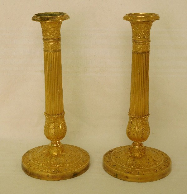 Pair of Empire ormolu candlesticks, early 19th century