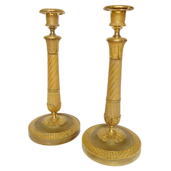 Pair of ormolu candlesticks, Empire period, early 19th century circa 1815