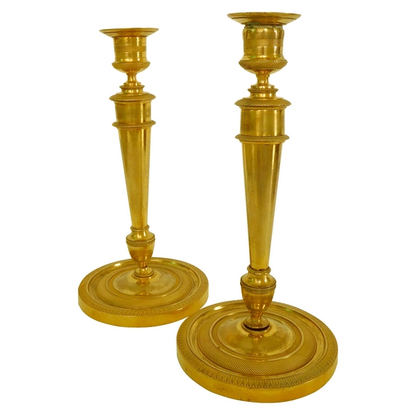 Castle of Fontainebleau - Pair of ormolu candlesticks, Empire period