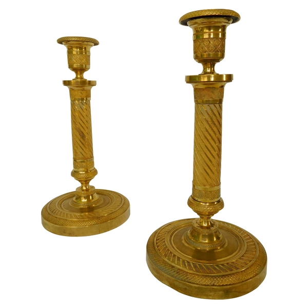 Pair of Empire ormolu candlesticks, early 19th century circa 1815