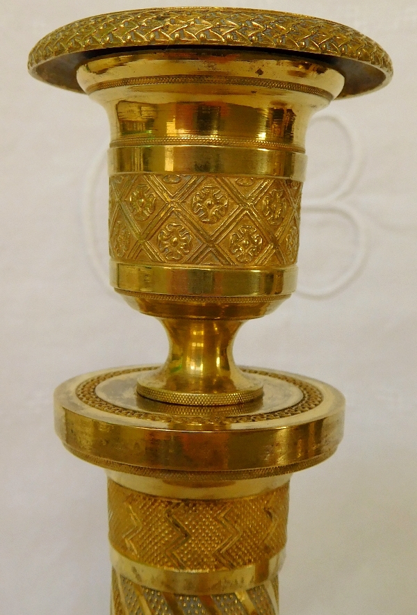 Pair of Empire ormolu candlesticks, early 19th century circa 1815