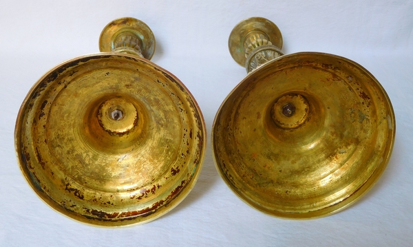 Pair of Louis XVI style bronze candlesticks - mid 19th century