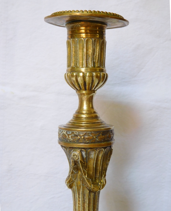 Pair of Louis XVI style bronze candlesticks - mid 19th century