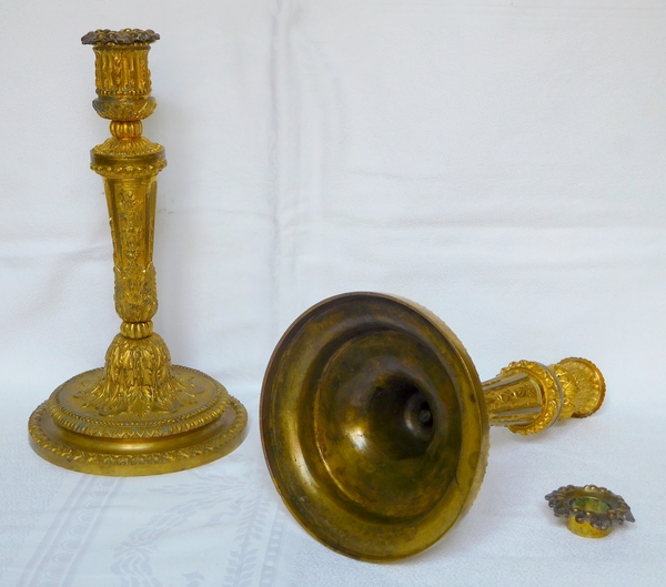 Pair of Regency style ormolu candlesticks, attributed to Sormani