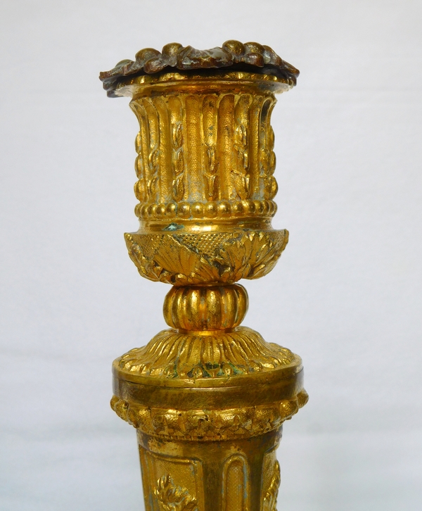 Pair of Regency style ormolu candlesticks, attributed to Sormani