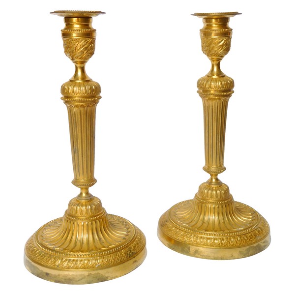 Pair of tall ormolu Louis XVI candlesticks - 29cm