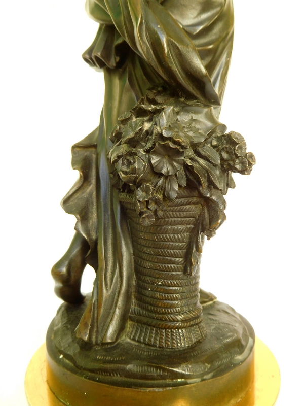 Francois Remond : tall ormolu and patinated bronze candelabra featuring nymph Flora, late 18th century