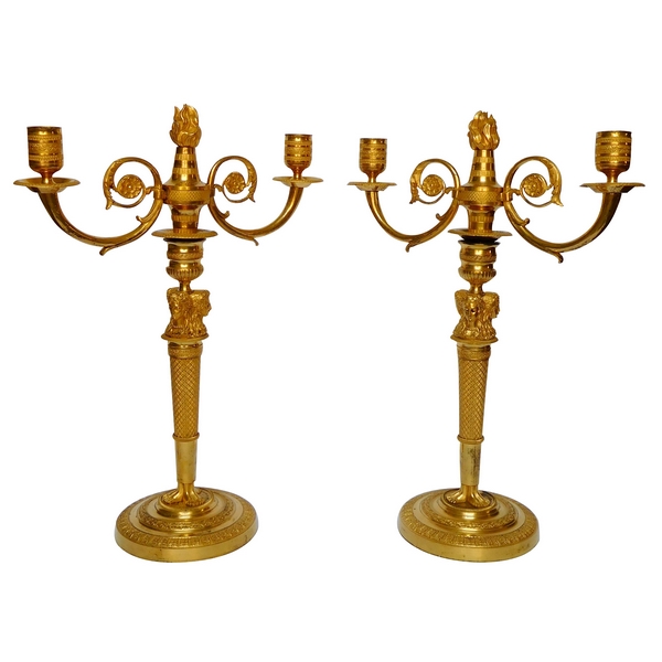 Pair of ormolu 2-lights candelabra, French Consulate period, early 19th century circa 1800