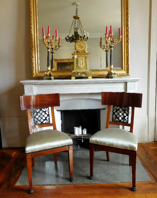 Pair of French Empire ormolu and patinated bronze candelabras, early 19th century