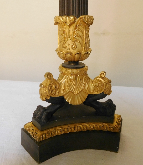 Pair of French Empire ormolu and patinated bronze candelabras, early 19th century