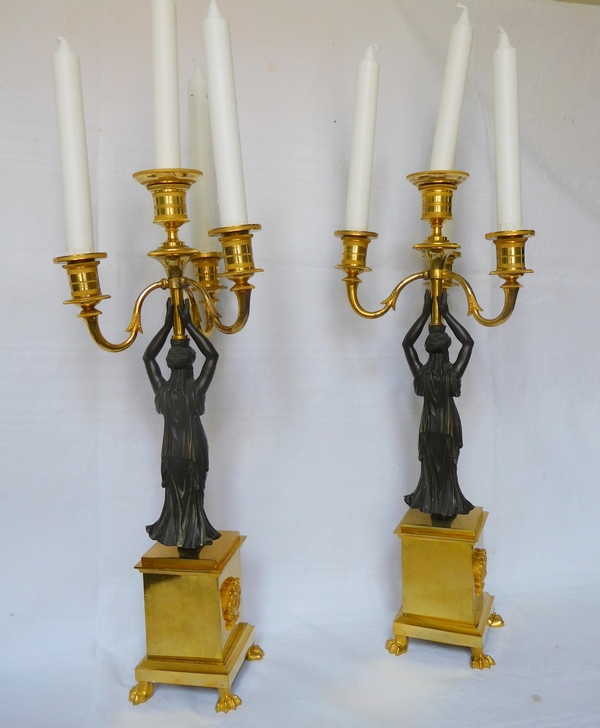 Pair of ormolu candelabras, Empire Restoration Period - early 19th century