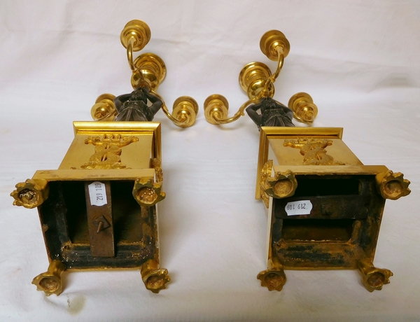 Pair of ormolu candelabras, Empire Restoration Period - early 19th century