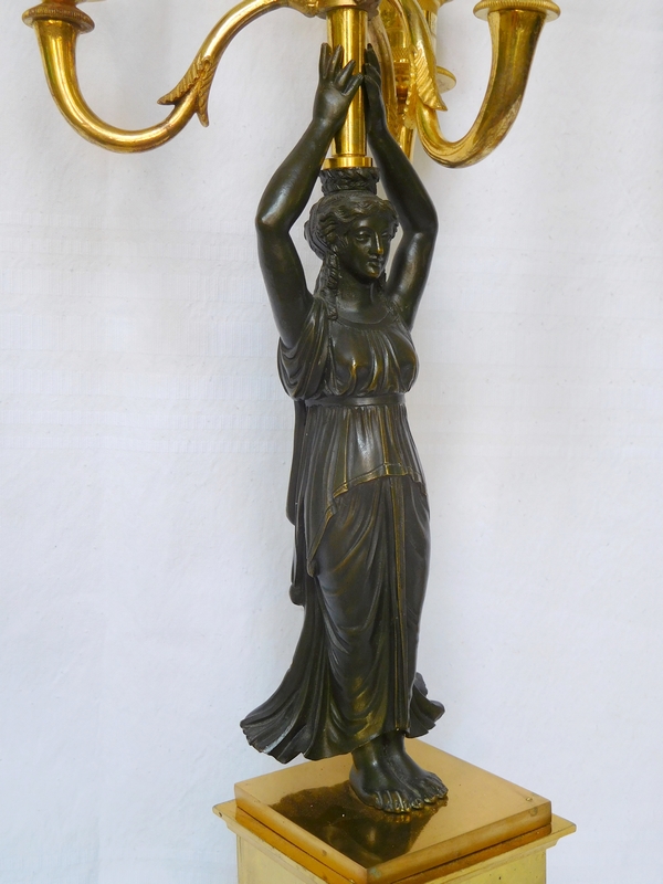 Pair of ormolu candelabras, Empire Restoration Period - early 19th century
