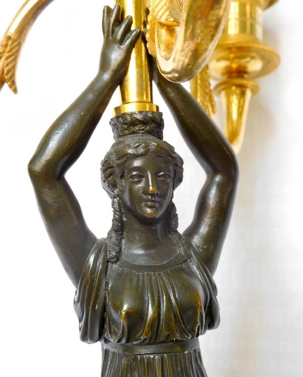 Pair of ormolu candelabras, Empire Restoration Period - early 19th century
