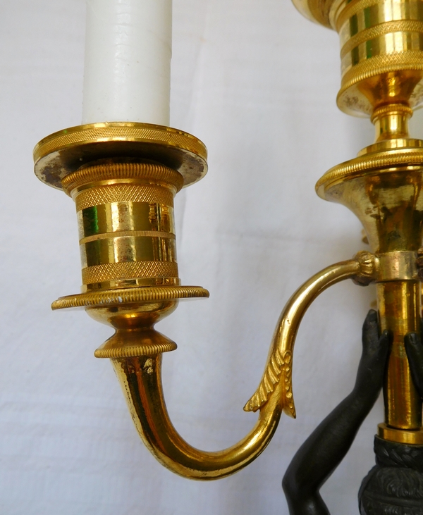 Pair of ormolu candelabras, Empire Restoration Period - early 19th century