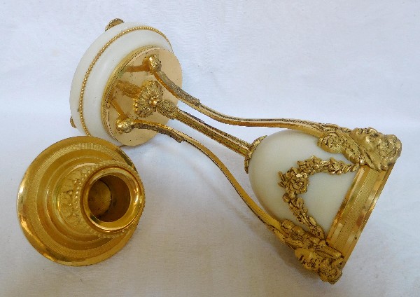 Pair of cassolettes candlesticks - Louis XVI style - ormolu and marble