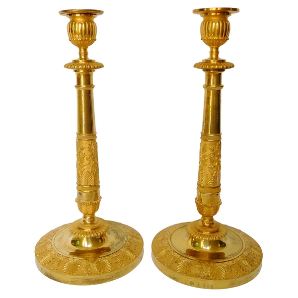 Claude Galle - Compiegne Palace Imperial appartment : pair of ormolu candlesticks