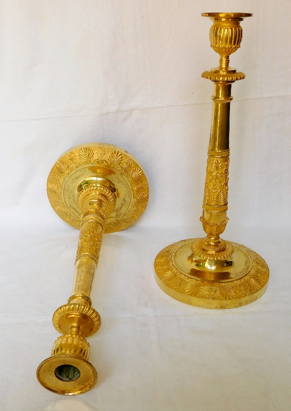 Claude Galle - Compiegne Palace Imperial appartment : pair of ormolu candlesticks