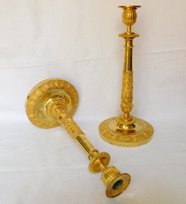 Claude Galle - Compiegne Palace Imperial appartment : pair of ormolu candlesticks