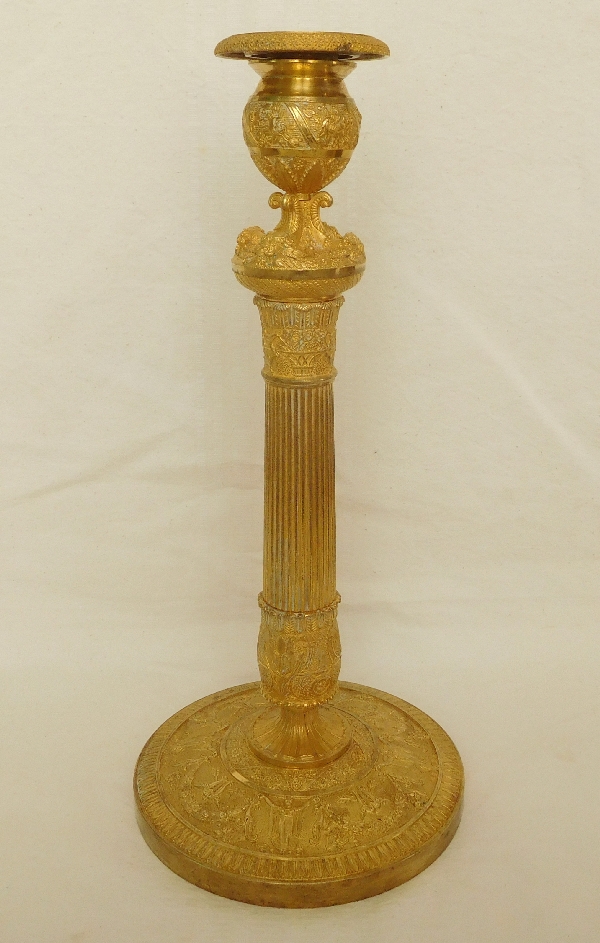 Pair of very tall Empire ormolu candlesticks - early 19th century circa 1820